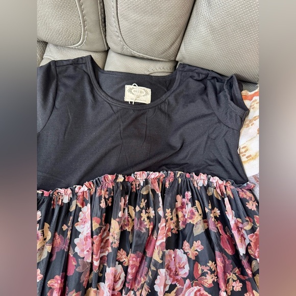 Girls Joyfolie Black & Floral High-Low Dress - Picture 4 of 4